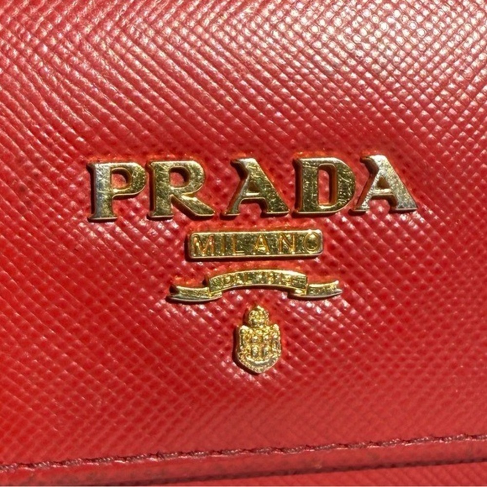 Prada Saffiano Leather Key Holder Wallet in Red (Missing One Hook) 🔴‎